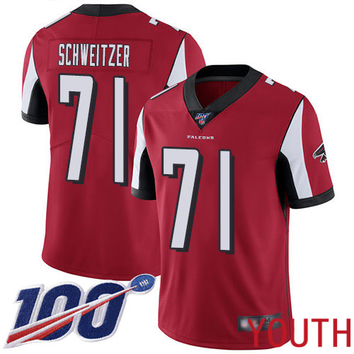 Atlanta Falcons Limited Red Youth Wes Schweitzer Home Jersey NFL Football #71 100th Season Vapor Untouchable